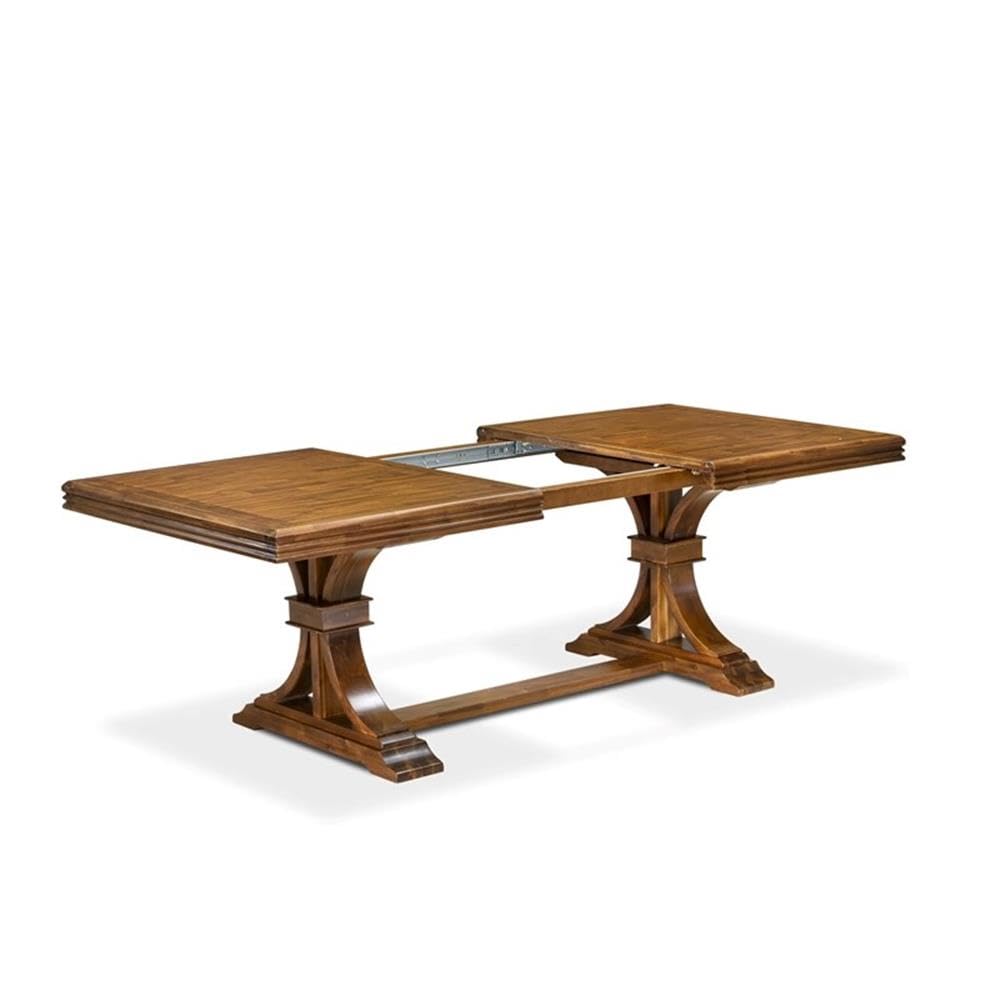 9-Piece Acacia Wood Dining Table Set with Green Faux Leather Chairs Q717575