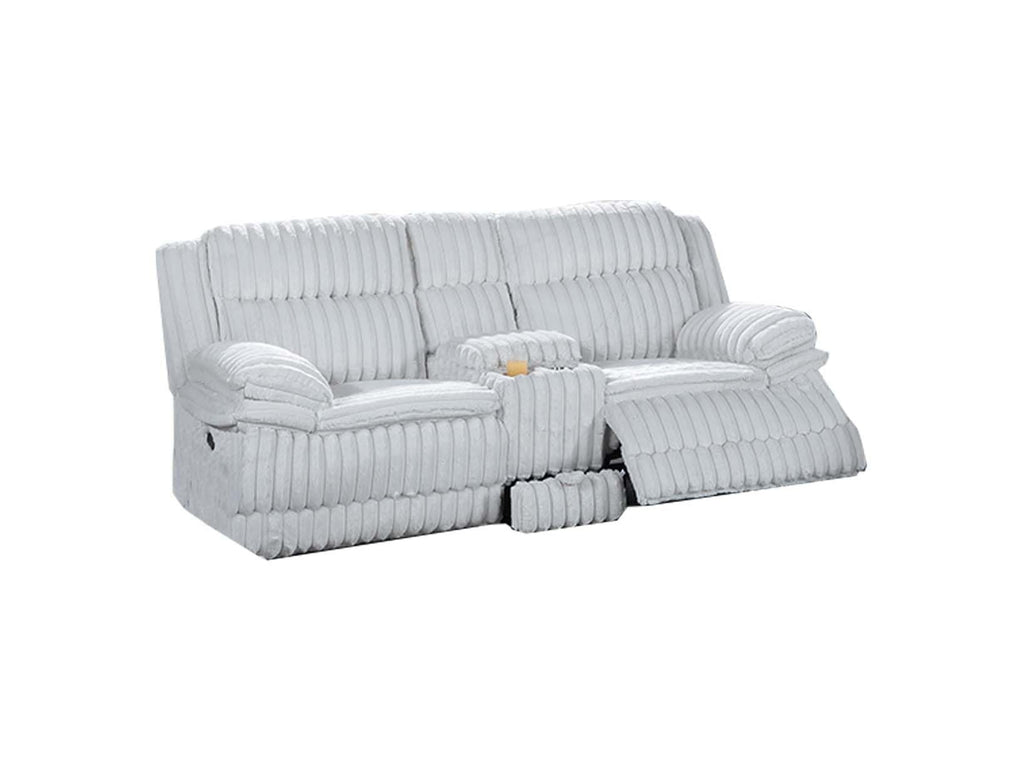 Light Gray Corduroy Reclining Loveseat with Storage Drawer L36635