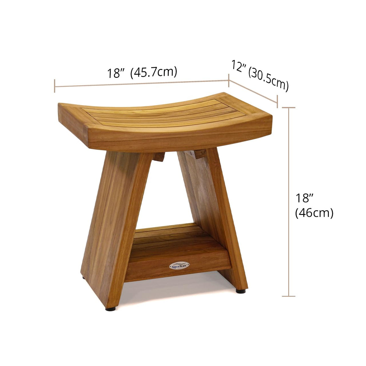18" Teak Shower Bench with Shelf W14506
