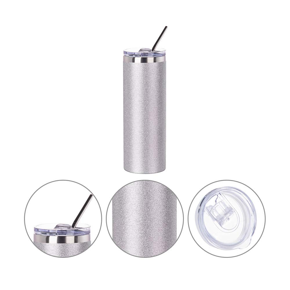 4 Pack 20 OZ Glitter Silver Tumblers D523588