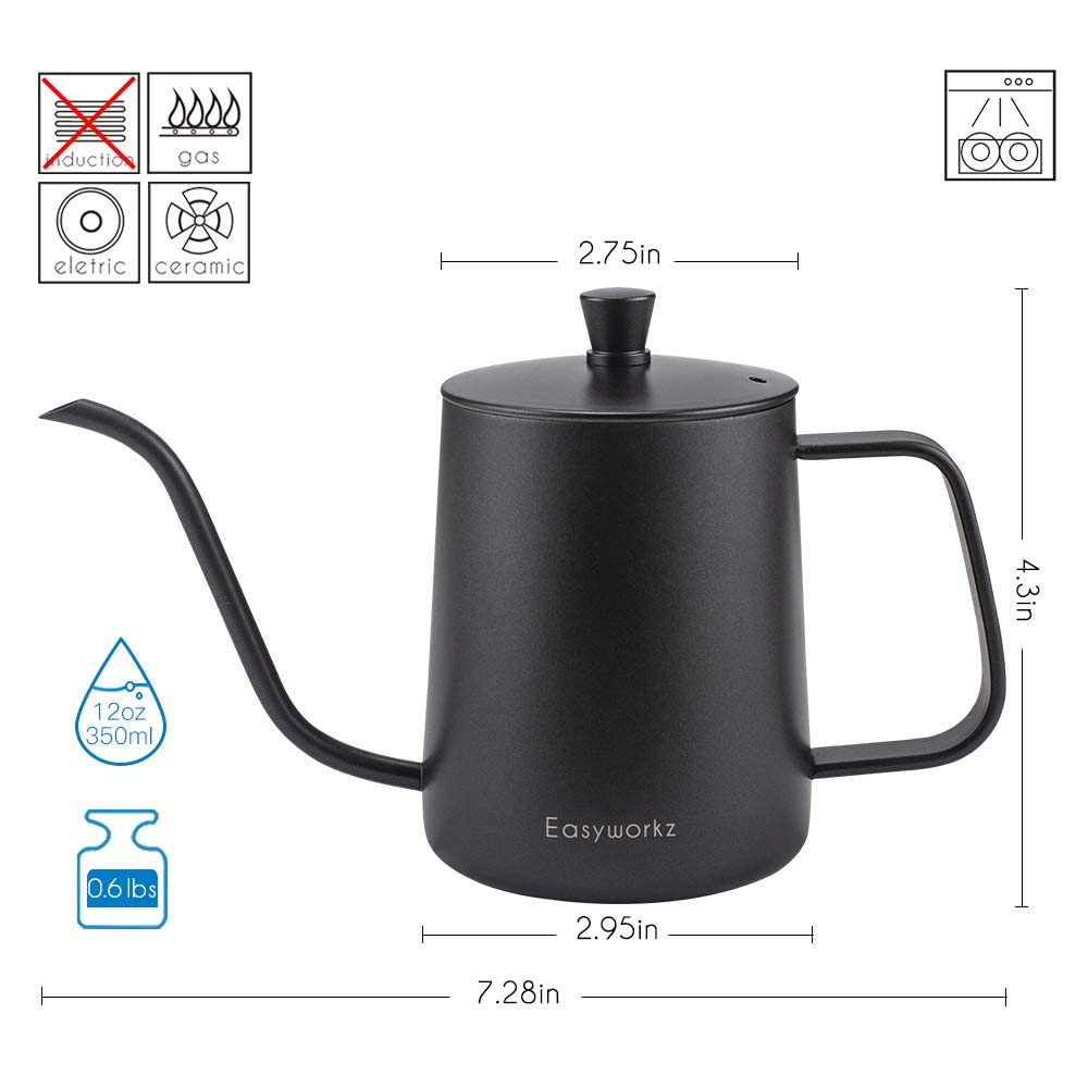 French Press and Gooseneck Pour Over Coffee Kettle 12 oz Stainless Steel V5579
