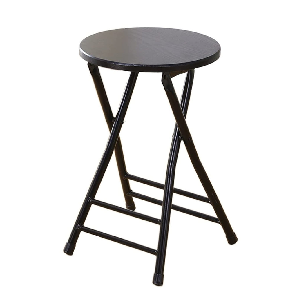 Black Round Folding Stool with Metal Frame Q293