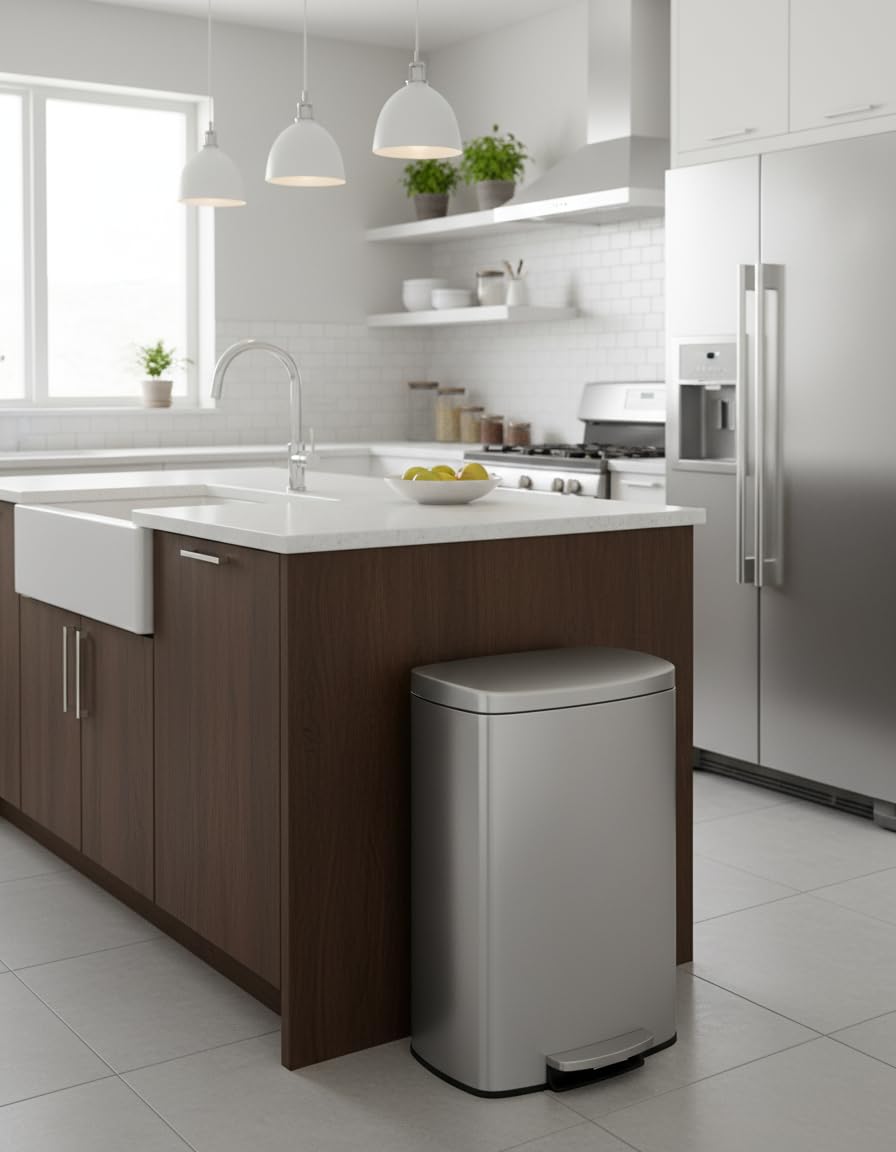 Step-on Stainless Steel Kitchen Trash Can 13 Gal O720