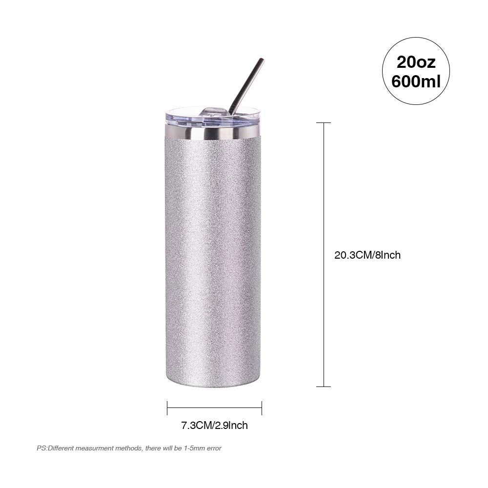 4 Pack 20 OZ Glitter Silver Tumblers D523588