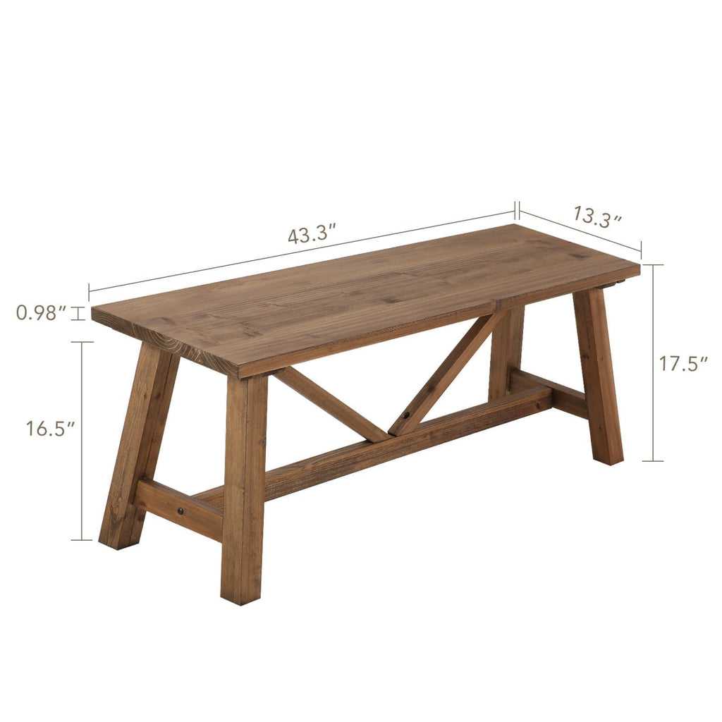 43" Solid Wood Bench H281