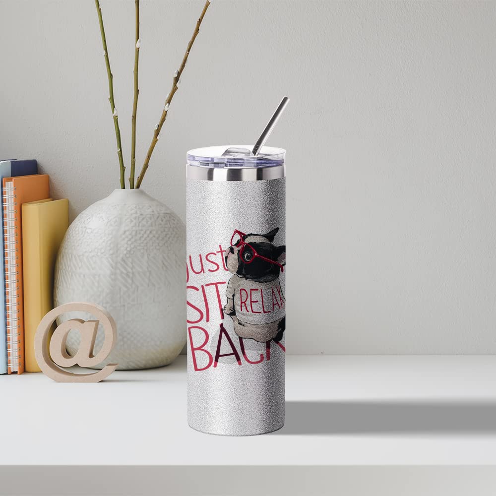 4 Pack 20 OZ Glitter Silver Tumblers D523588