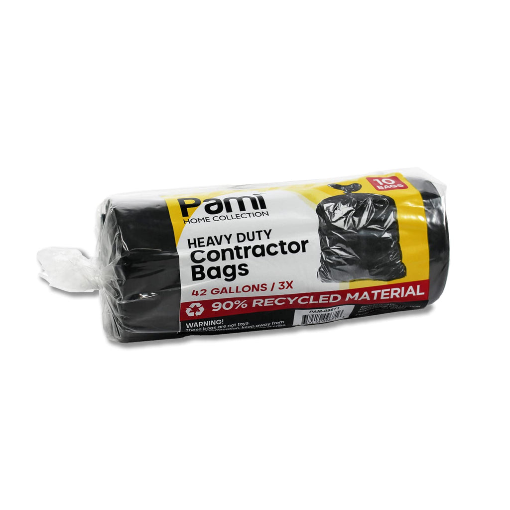 Heavy Duty 42-Gallon Contractor Trash Bags, Tear Resistant, Black, 10 Ct H2510