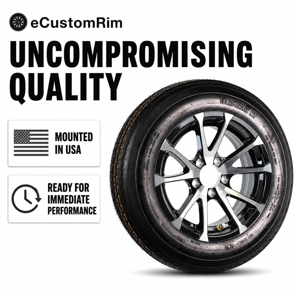 2 Pack Trailer Tire Rim Assembly Black I978811