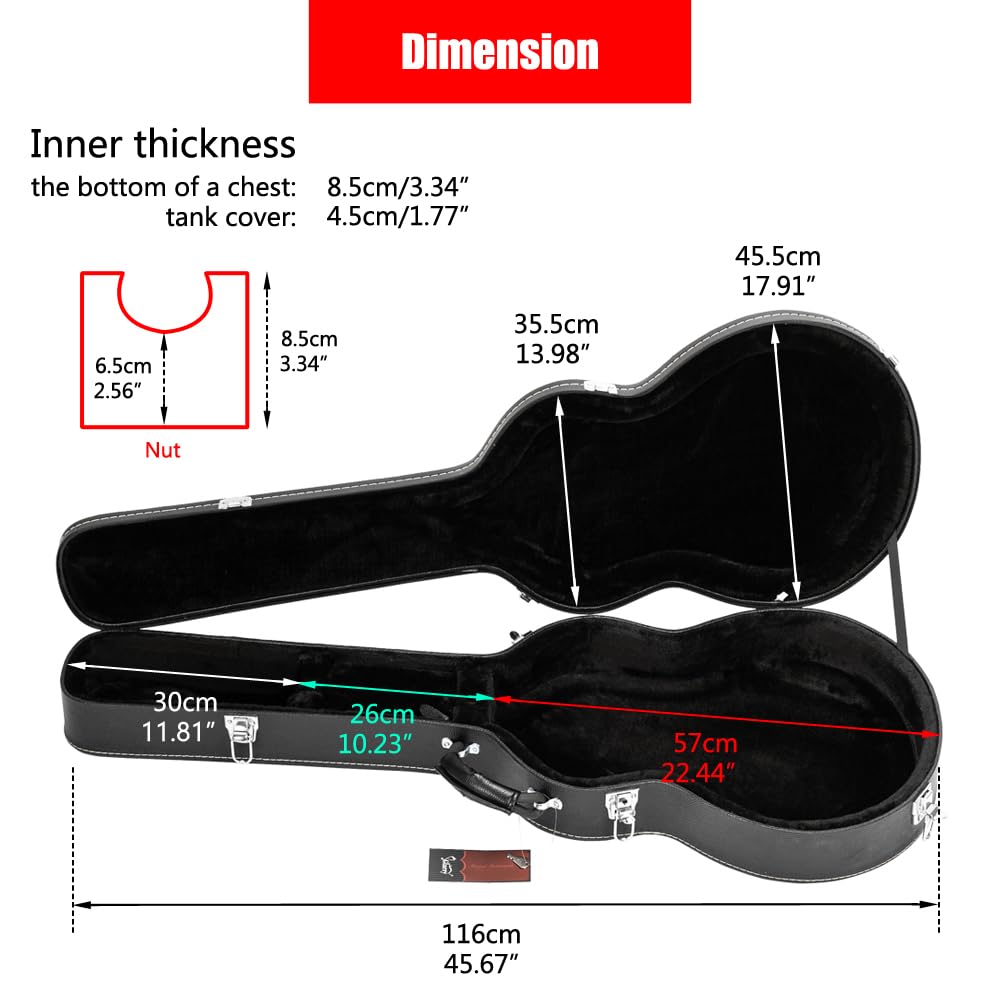 Portable Electric Guitar Hard Case, PU Leather, Black U406693
