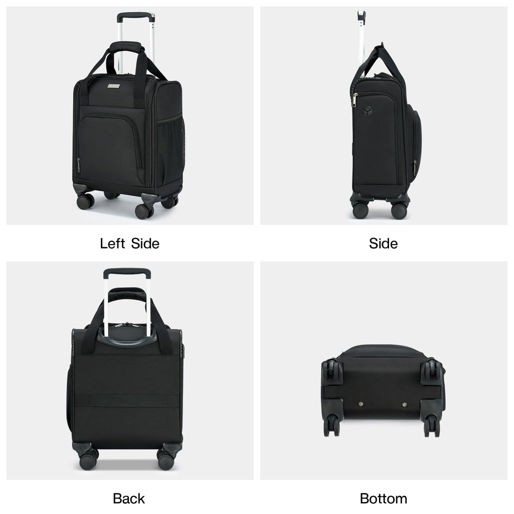 Black 16-inch Underseat Carry On Luggage with Wheels E327