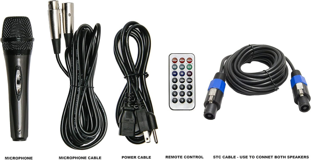10" Powered 1000W DJ Speakers with Bluetooth USB SD Card AUX MP3 FM Radio PA System LED Lights Karaoke Mic V75148