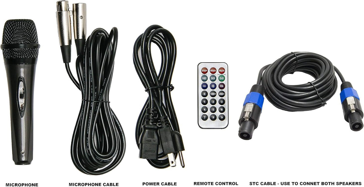 10" Powered 1000W DJ Speakers with Bluetooth USB SD Card AUX MP3 FM Radio PA System LED Lights Karaoke Mic V75148