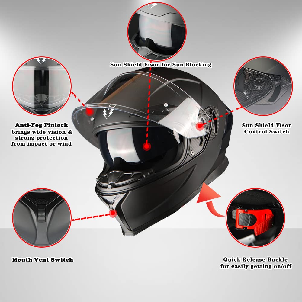 Motorcycle Full Face Helmet with Dual Visor K3039