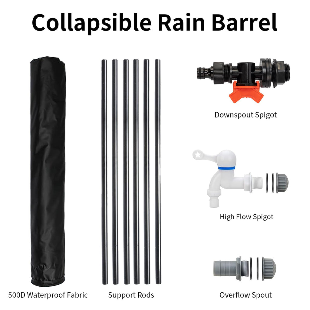 Collapsible 50 Gallon Rain Barrel with Spigot R420