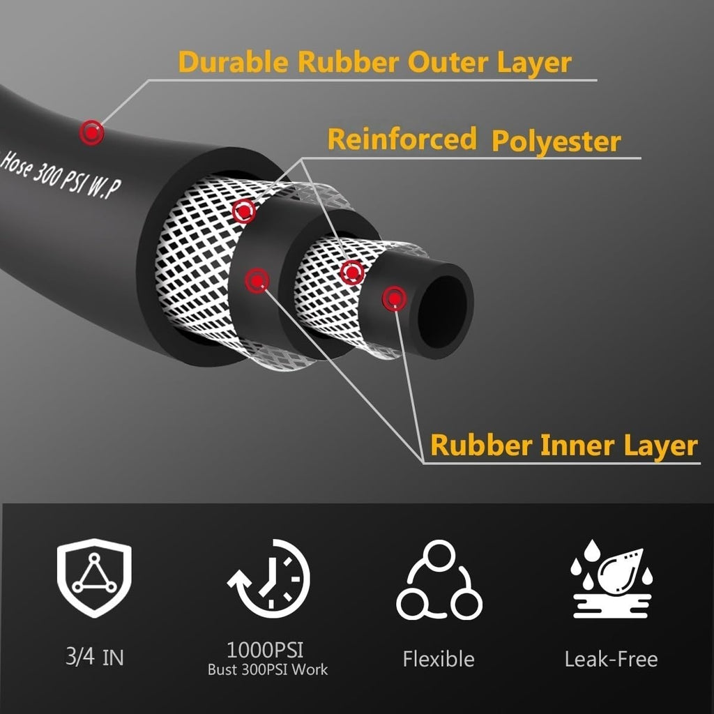 100FT Heavy Duty Rubber Garden Hose A2120