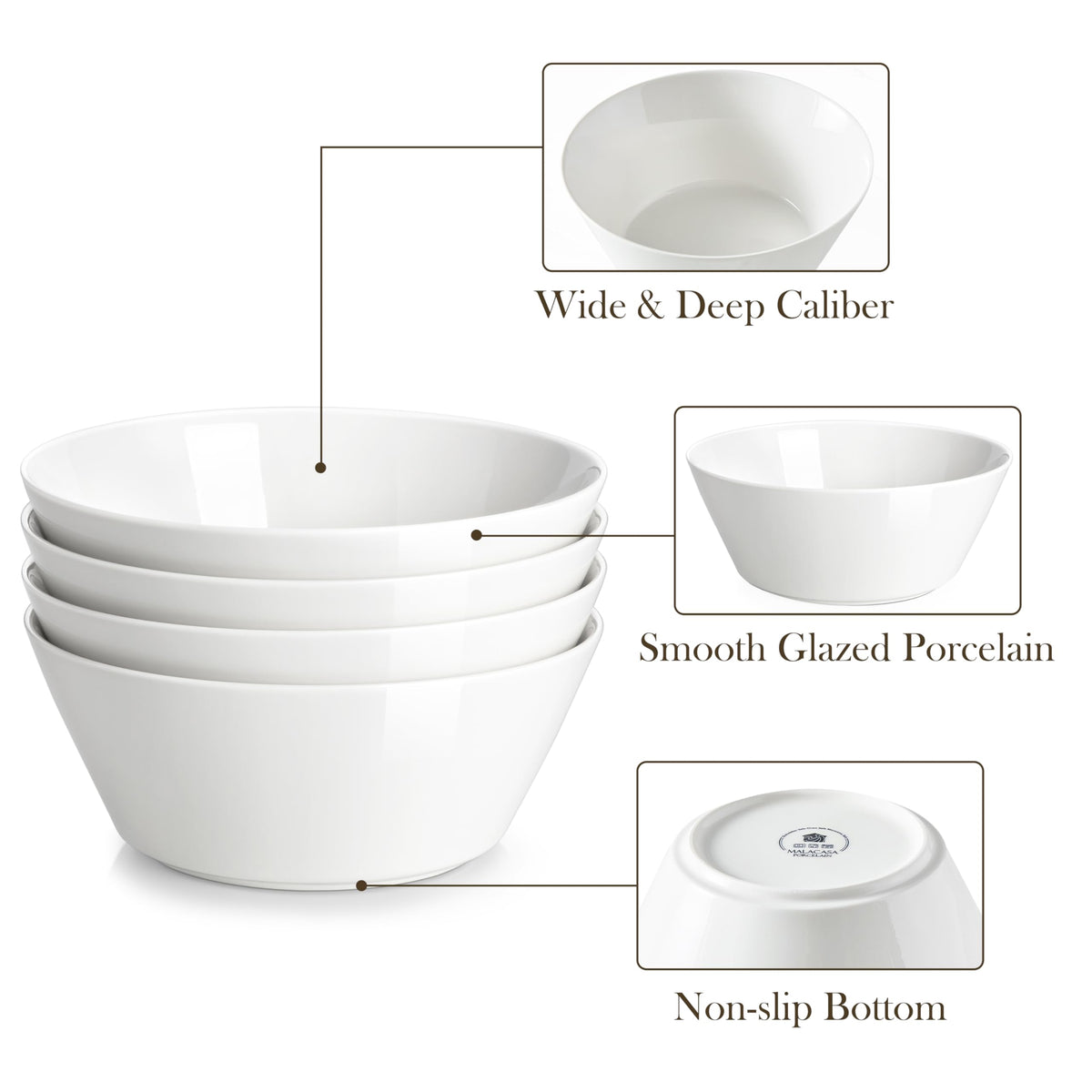 White 35 OZ Soup Bowls Set of 4 U965