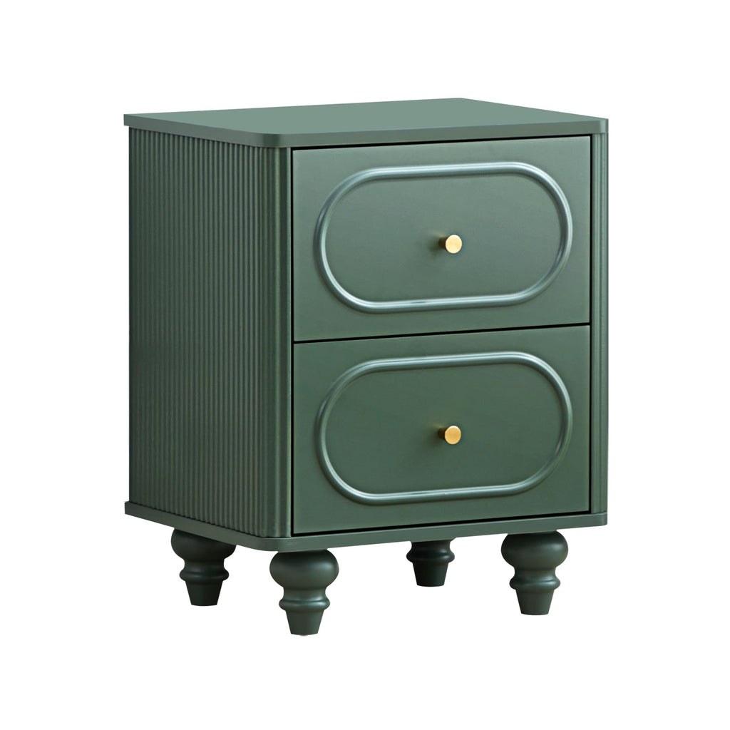 2 Drawer Fluted Nightstand Set of 2 Green I95040