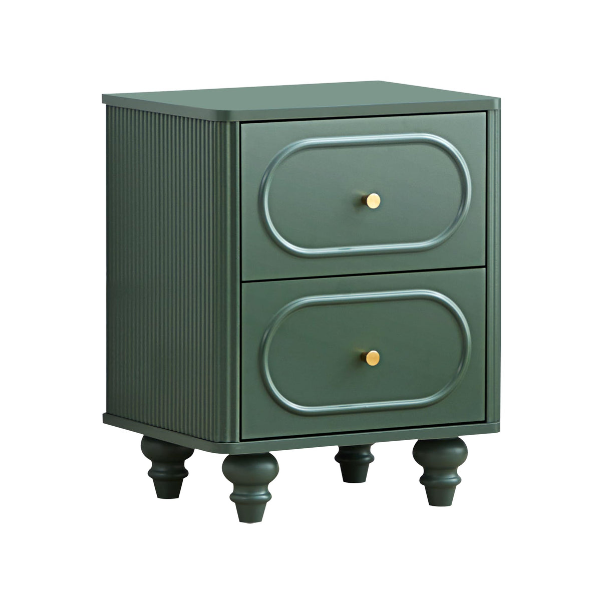 2 Drawer Fluted Nightstand Set of 2 Green I95040