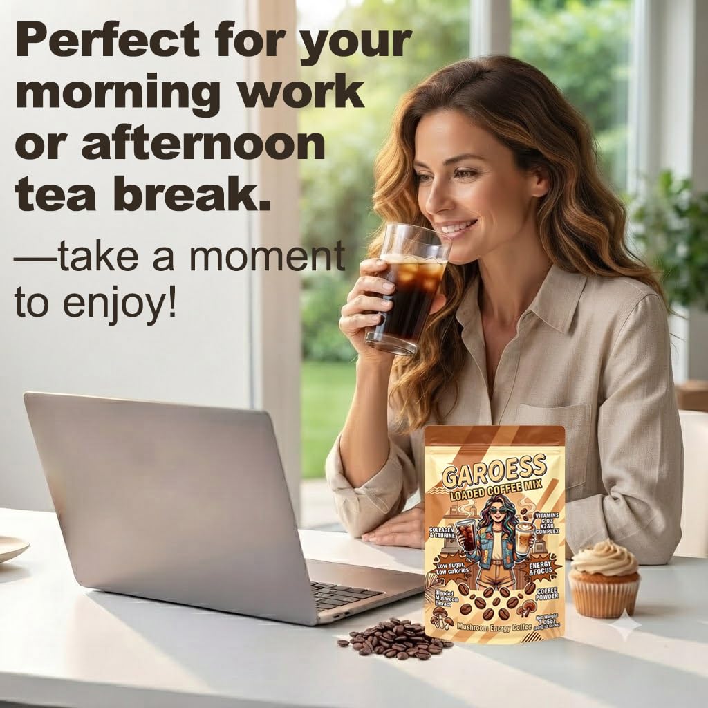 Coffee Mix with Mushroom Collagen Taurine and Vitamin Complex, 20 Servings 2 Pack U298