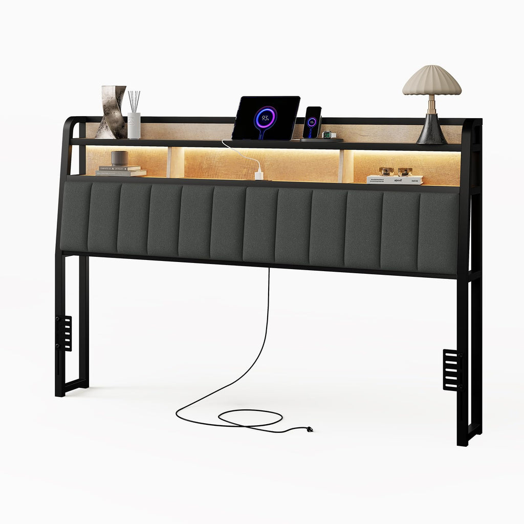 King Headboard with Storage and Charging Station V4437