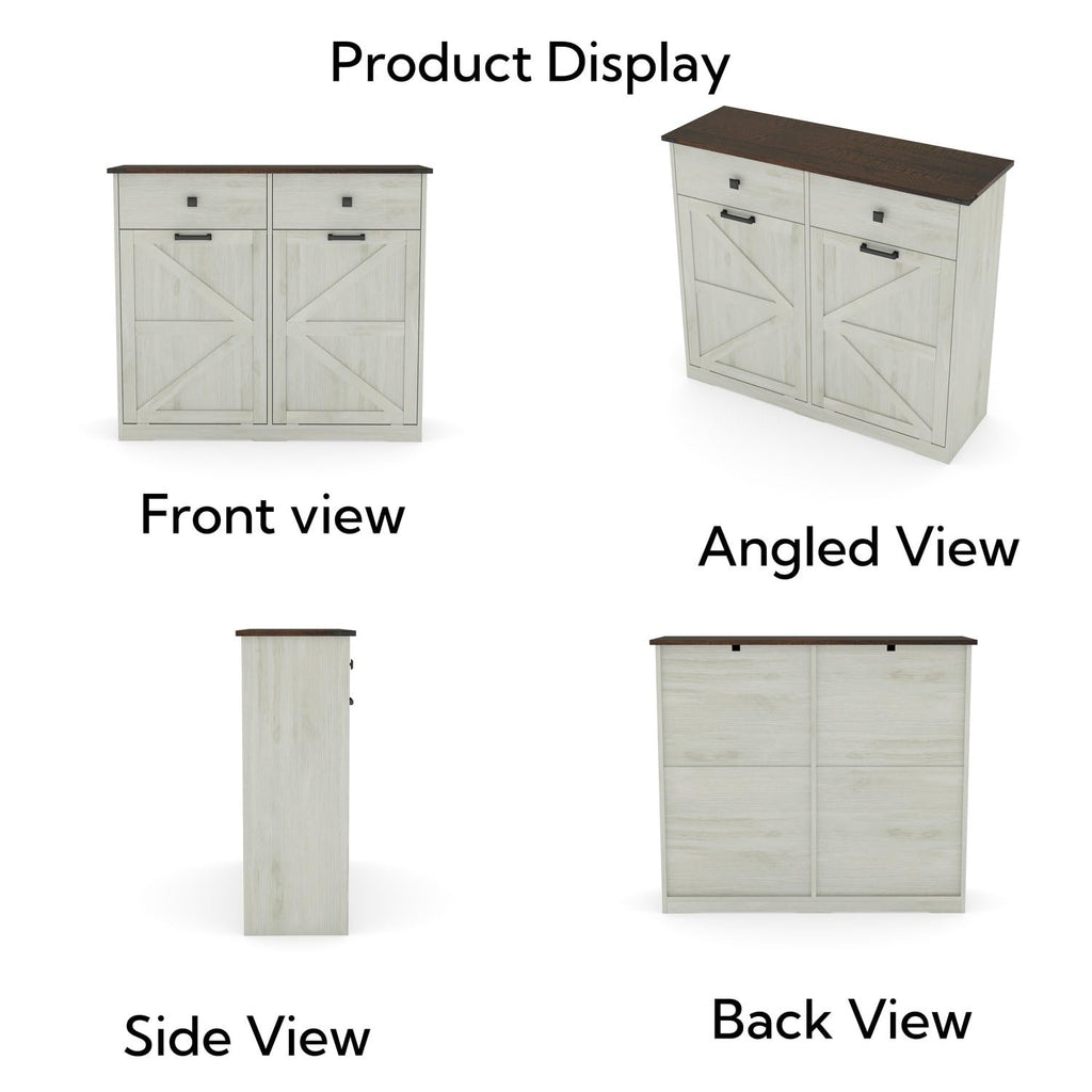 Brown and Antique White 20 Gallon Tilt-Out Trash Cabinet N204175