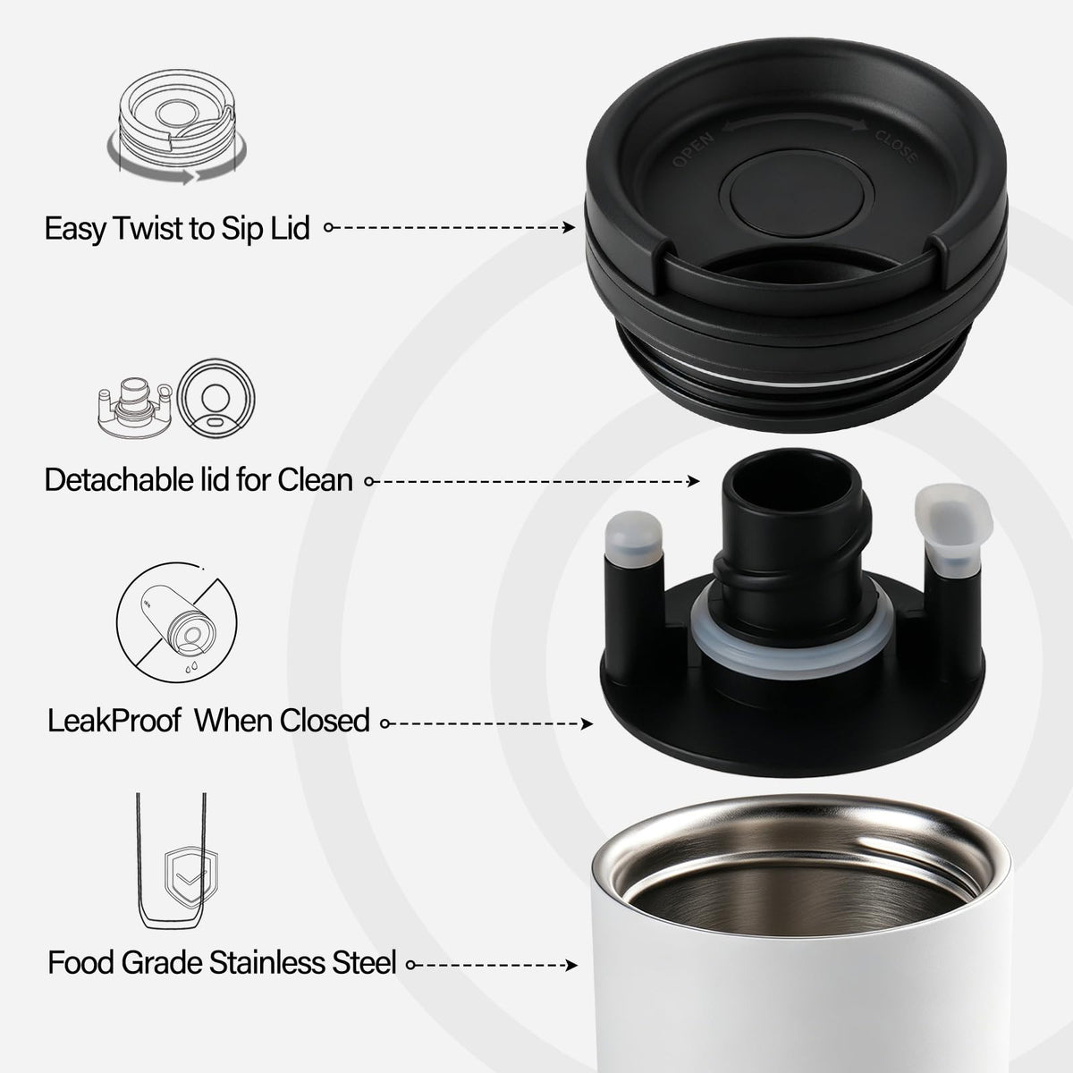 16 oz Insulated Stainless Steel Travel Coffee Mug A531750
