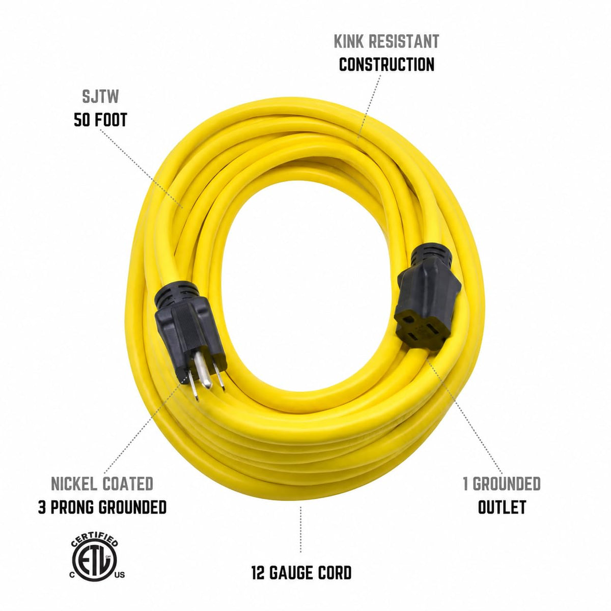 50 ft 12/3 SJTW Heavy Duty Outdoor Extension Cord X8639
