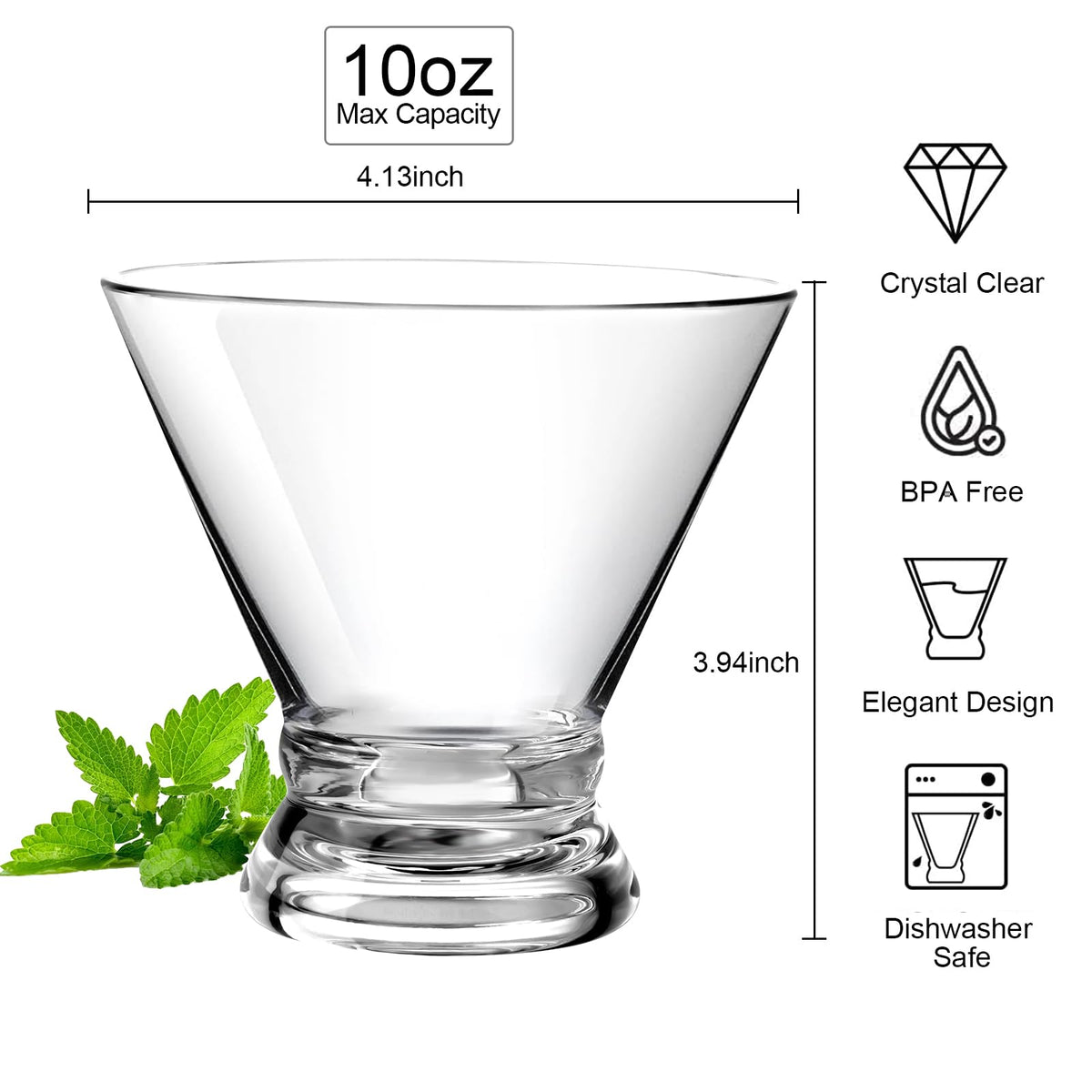 Set of 4 10oz Unbreakable Tritan Stemless Cocktail Glasses N40486