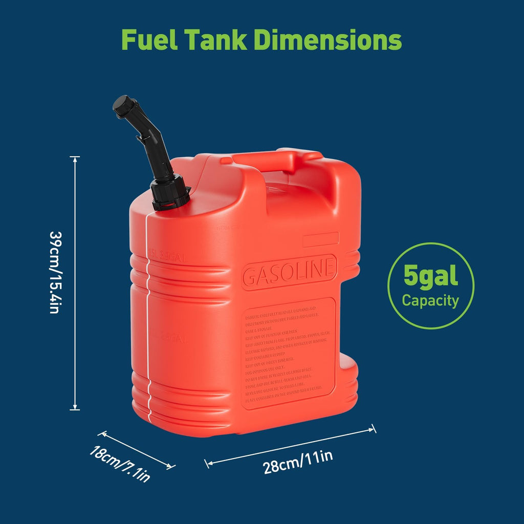 40L Portable Transfer Tank 5 Gal with L-Shaped Handle Red 4PC Z118133