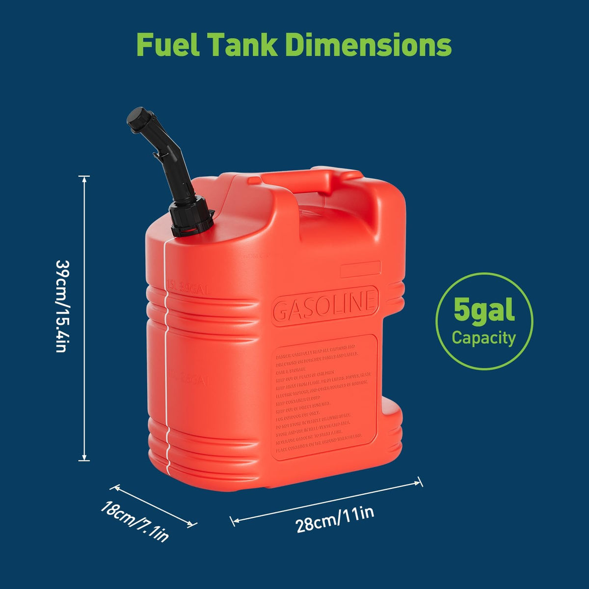 40L Portable Transfer Tank 5 Gal with L-Shaped Handle Red 4PC Z118133