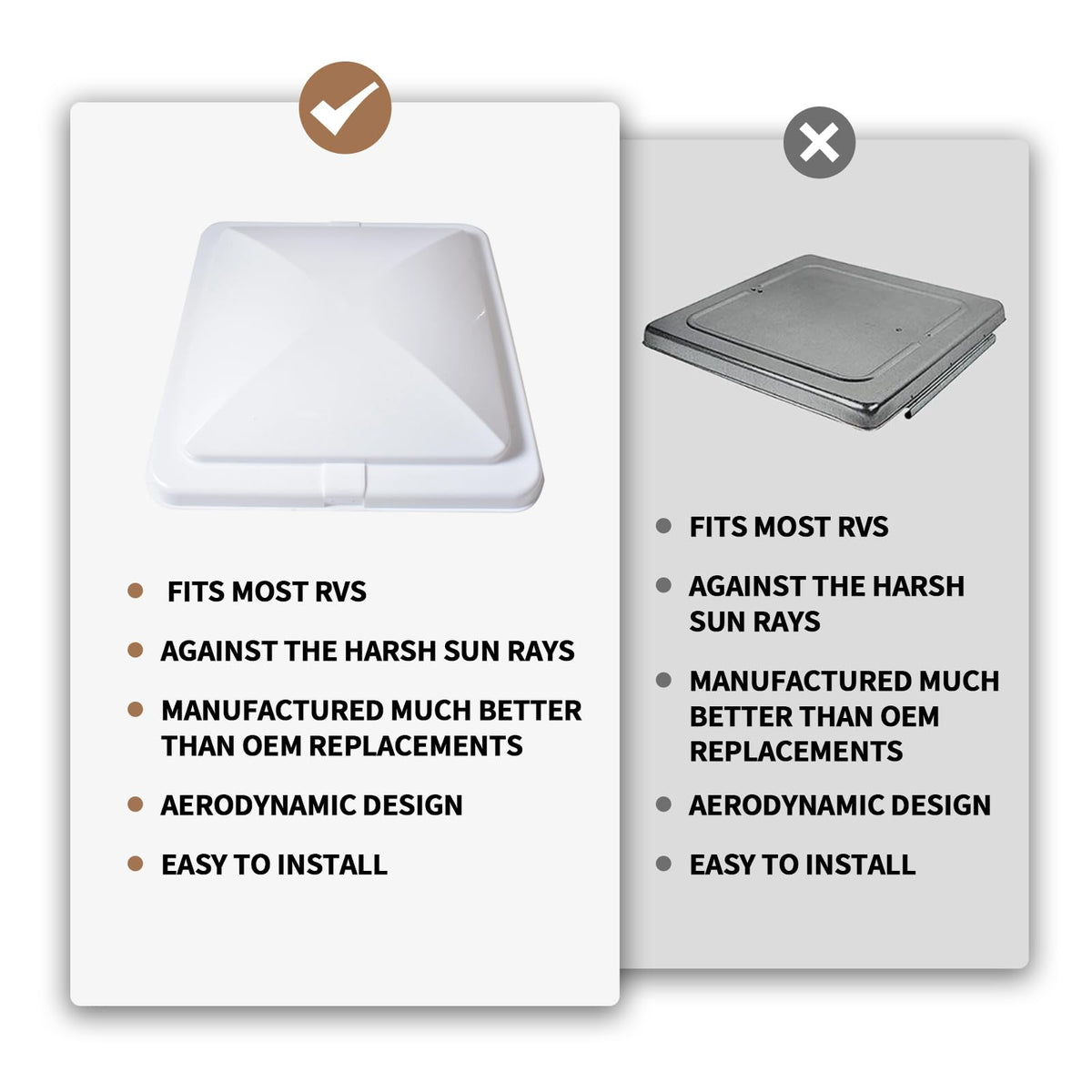 4 Pack 14 x 14 White RV Roof Vent Cover R377