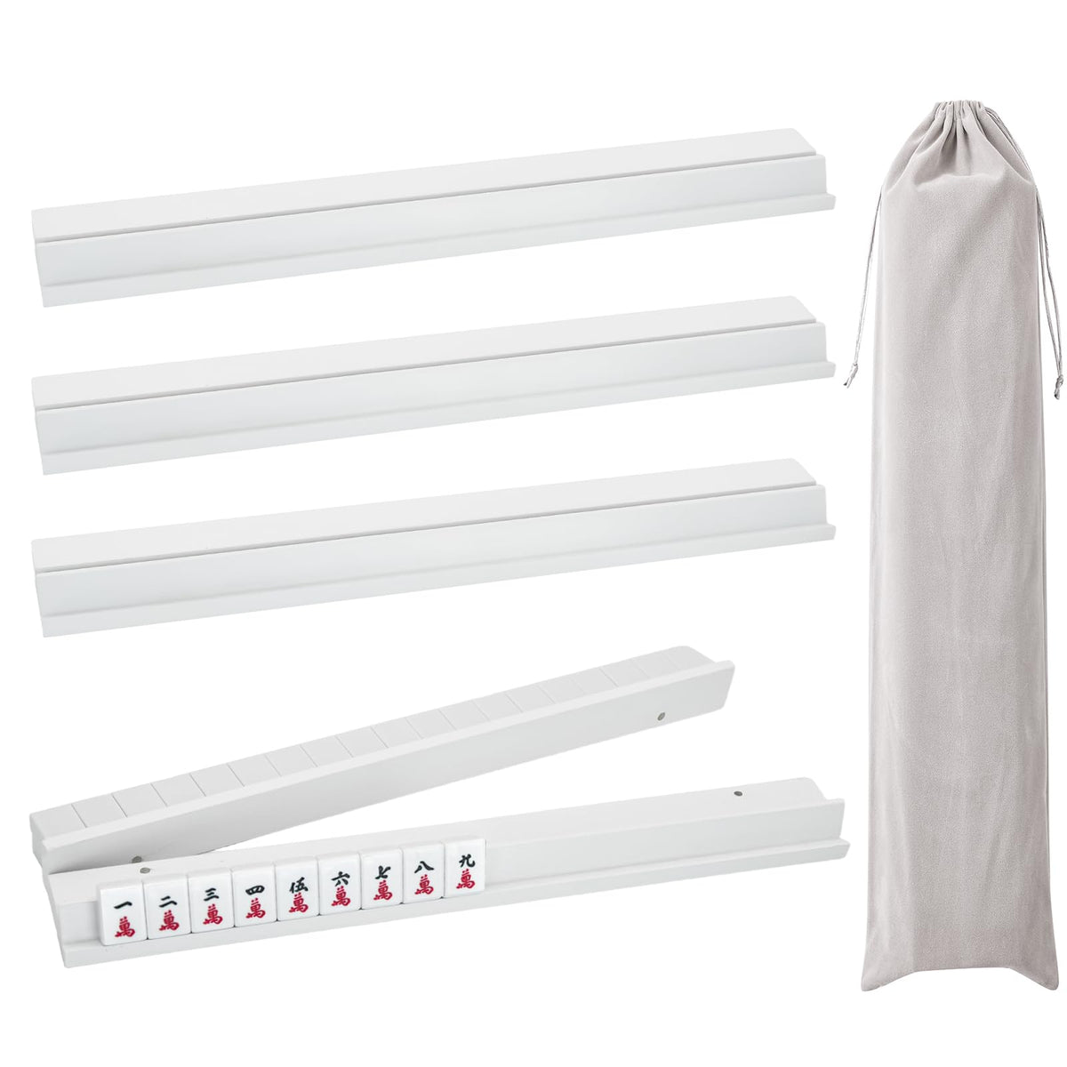 4PCS Wooden Mahjong Racks with Magnetic Pushers P731