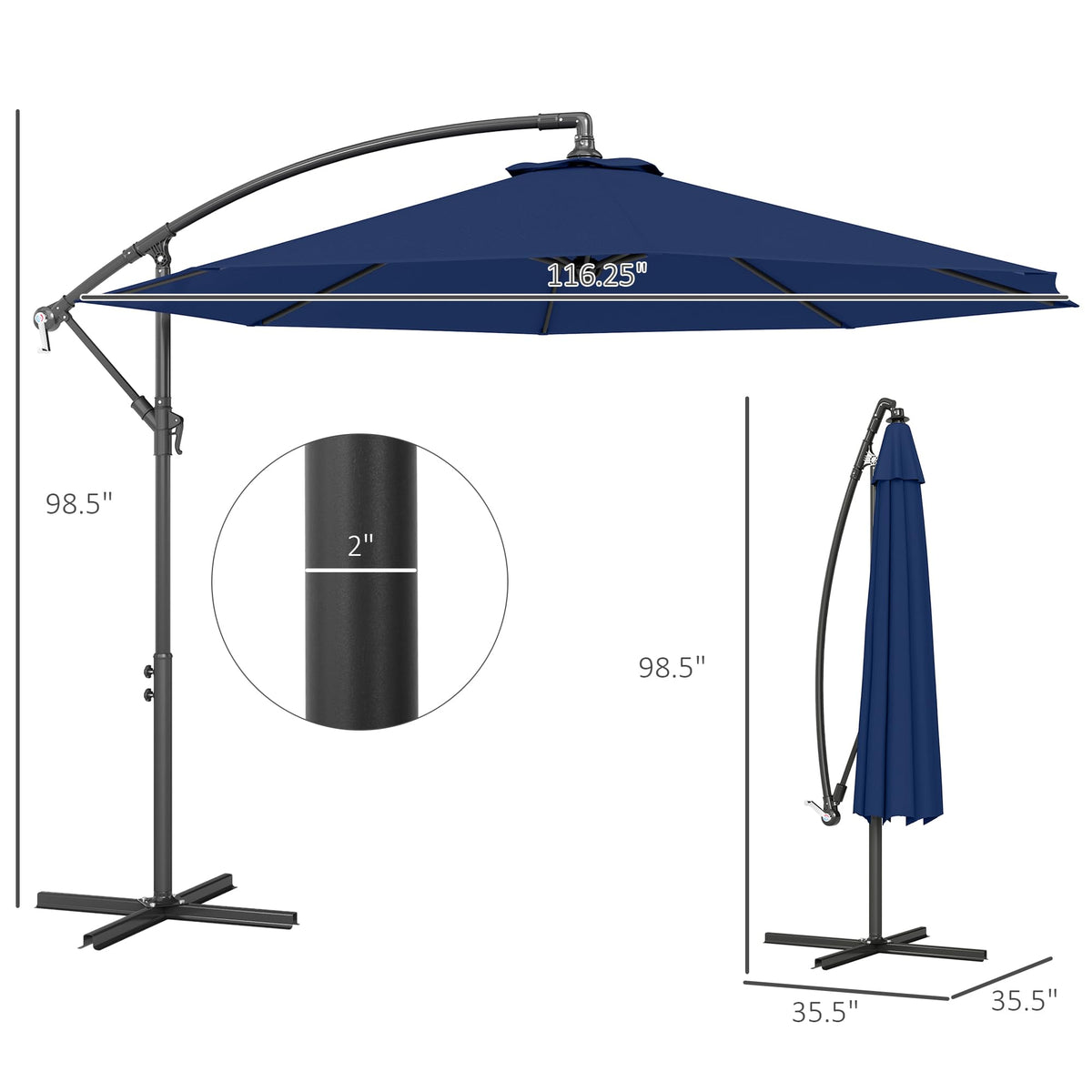 10' Cantilever Tilt Offset Patio Umbrella Z663