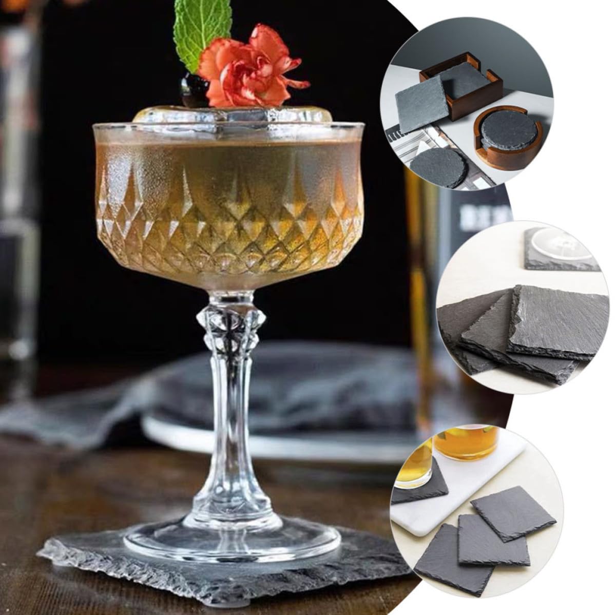Natural Stone Cup Coaster Set 12pcs S454002