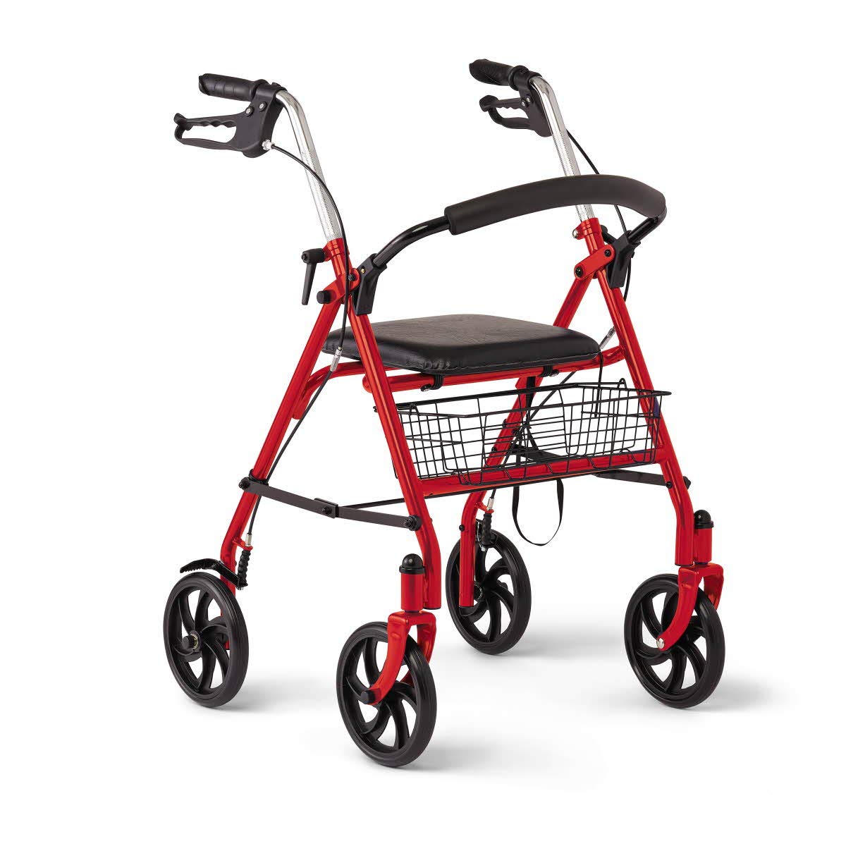 Steel Rollator Walker with 8 Inch Wheels, Red O797620