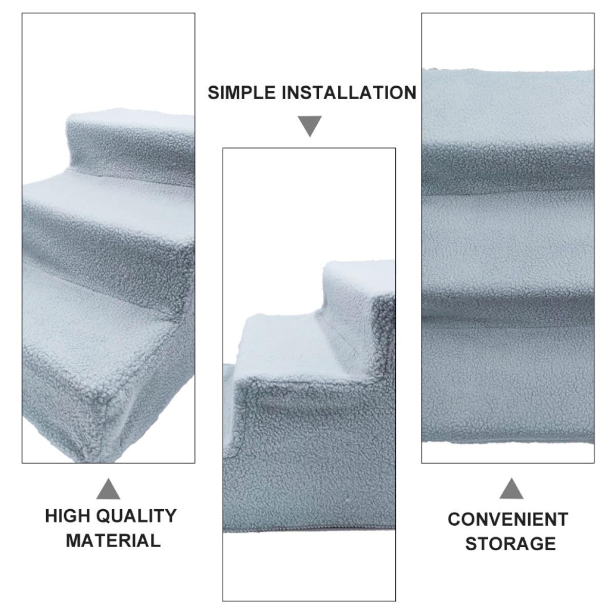 Gray Plush Non-Slip Pet Stairs Z74583