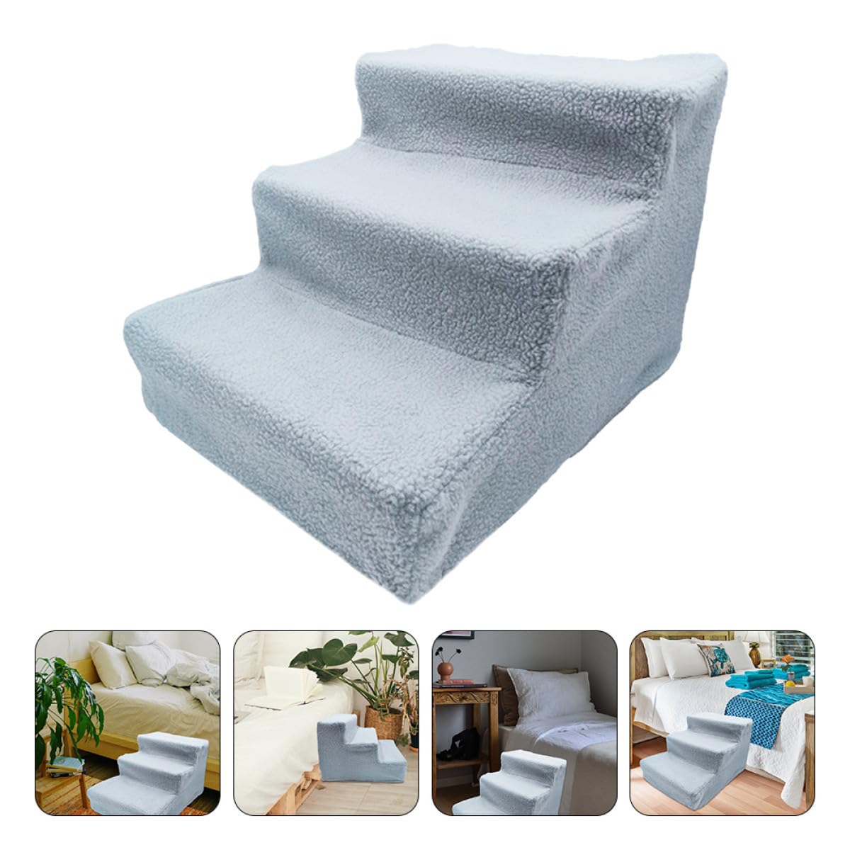 Gray Plush Non-Slip Pet Stairs Z74583