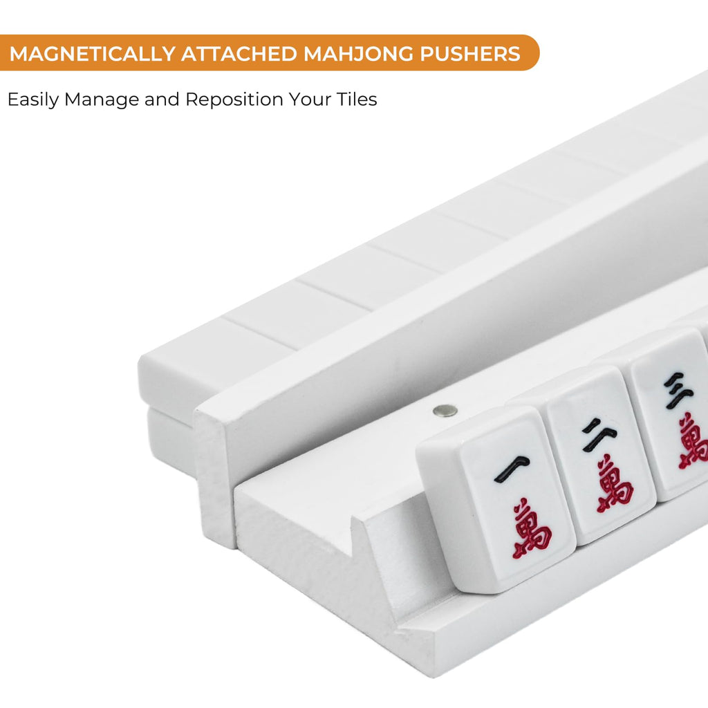 4PCS Wooden Mahjong Racks with Magnetic Pushers P731
