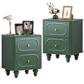 2 Drawer Fluted Nightstand Set of 2 Green I95040