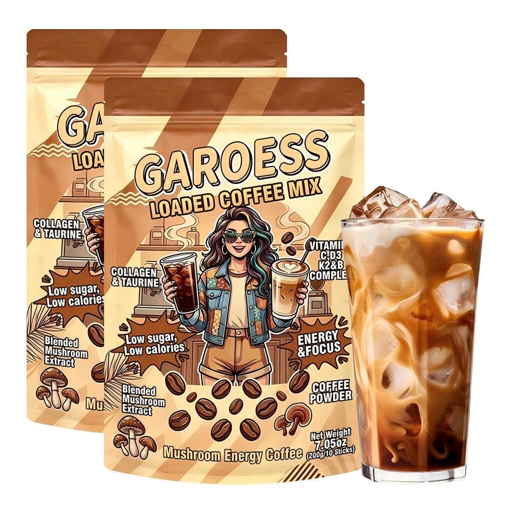 Coffee Mix with Mushroom Collagen Taurine and Vitamin Complex, 20 Servings 2 Pack U298