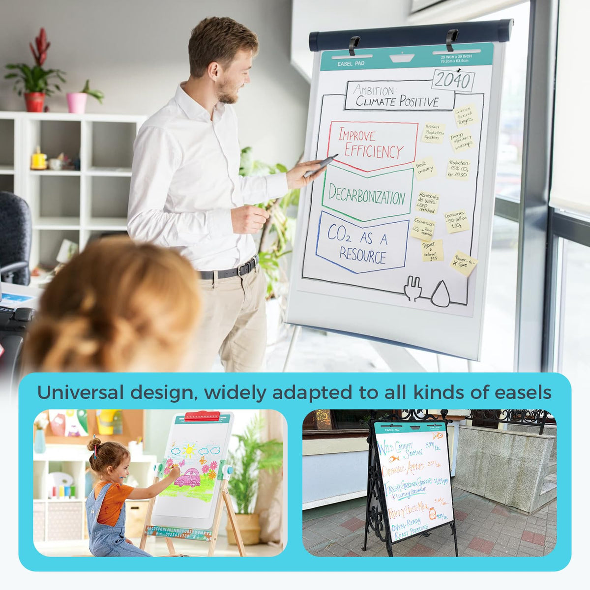 25x30 Inch Sticky Easel Pad, 300 Sheets I41607