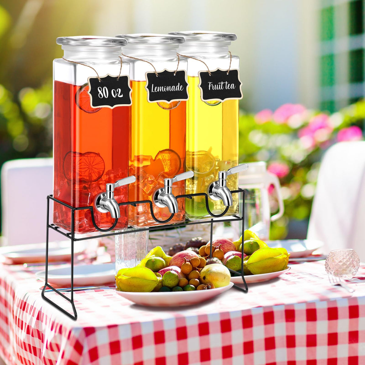 80 oz Glass Drink Dispenser with Stand and Spigot R802