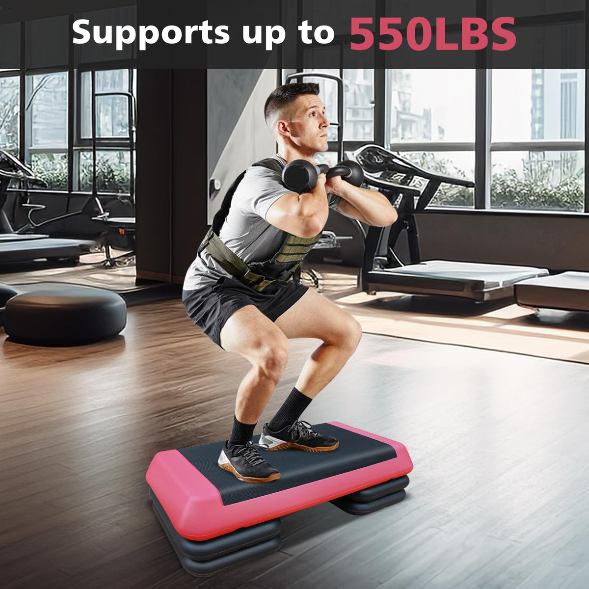 28.5'' Adjustable Aerobic Step Platform with 4 Stackable Risers E85117
