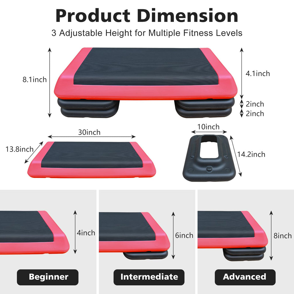 28.5'' Adjustable Aerobic Step Platform with 4 Stackable Risers E85117