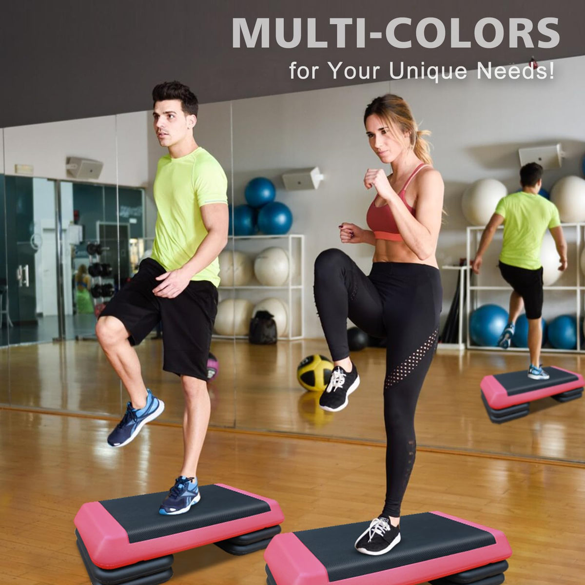 28.5'' Adjustable Aerobic Step Platform with 4 Stackable Risers E85117