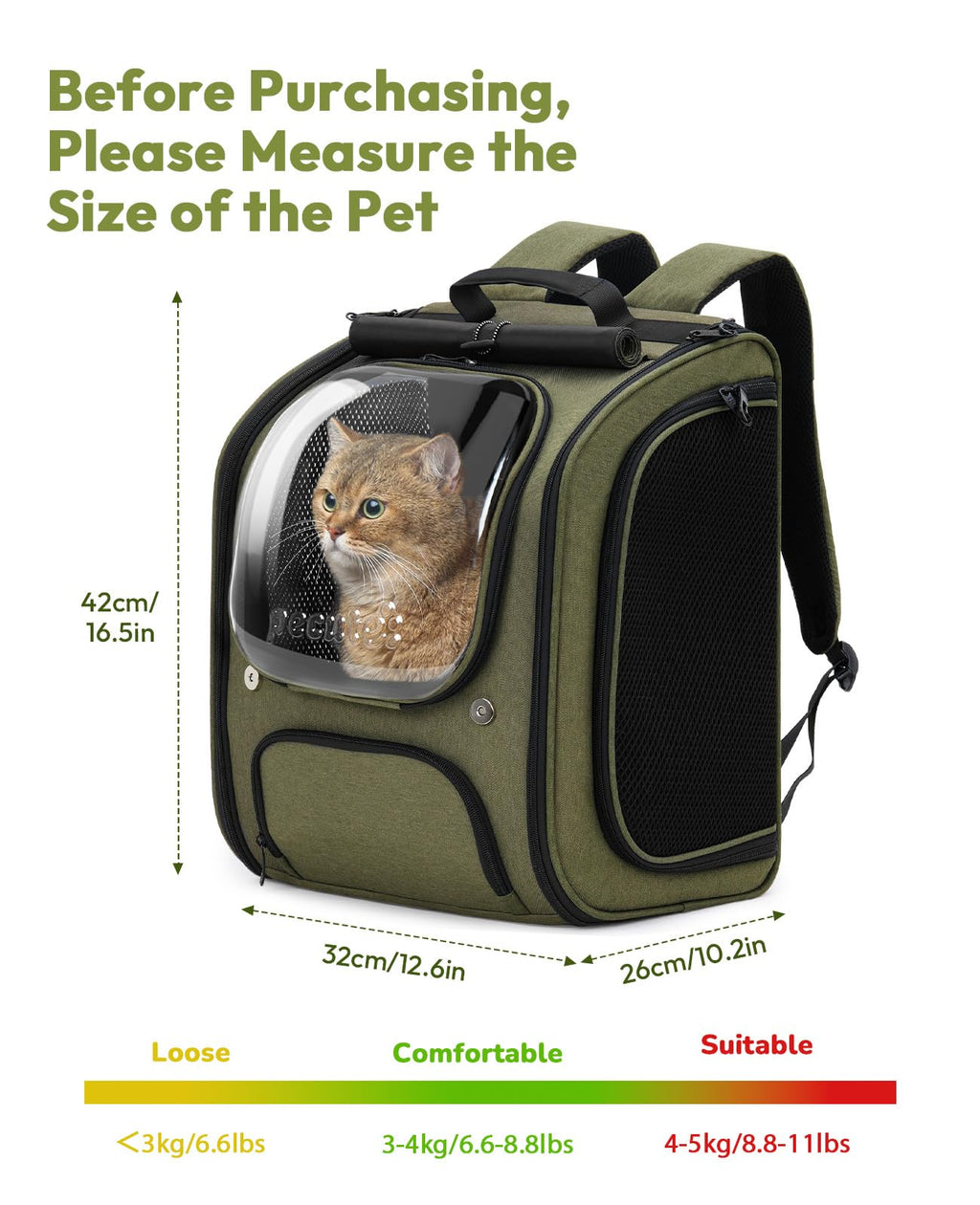 Green Cat Backpack Carrier G796076