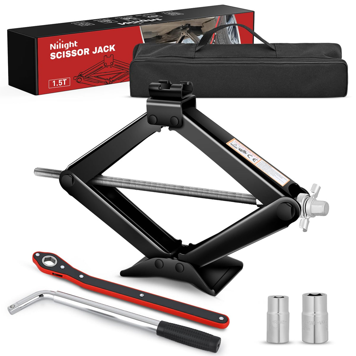 1.5 Ton Scissor Jack with Ratchet Lug Wrench S980