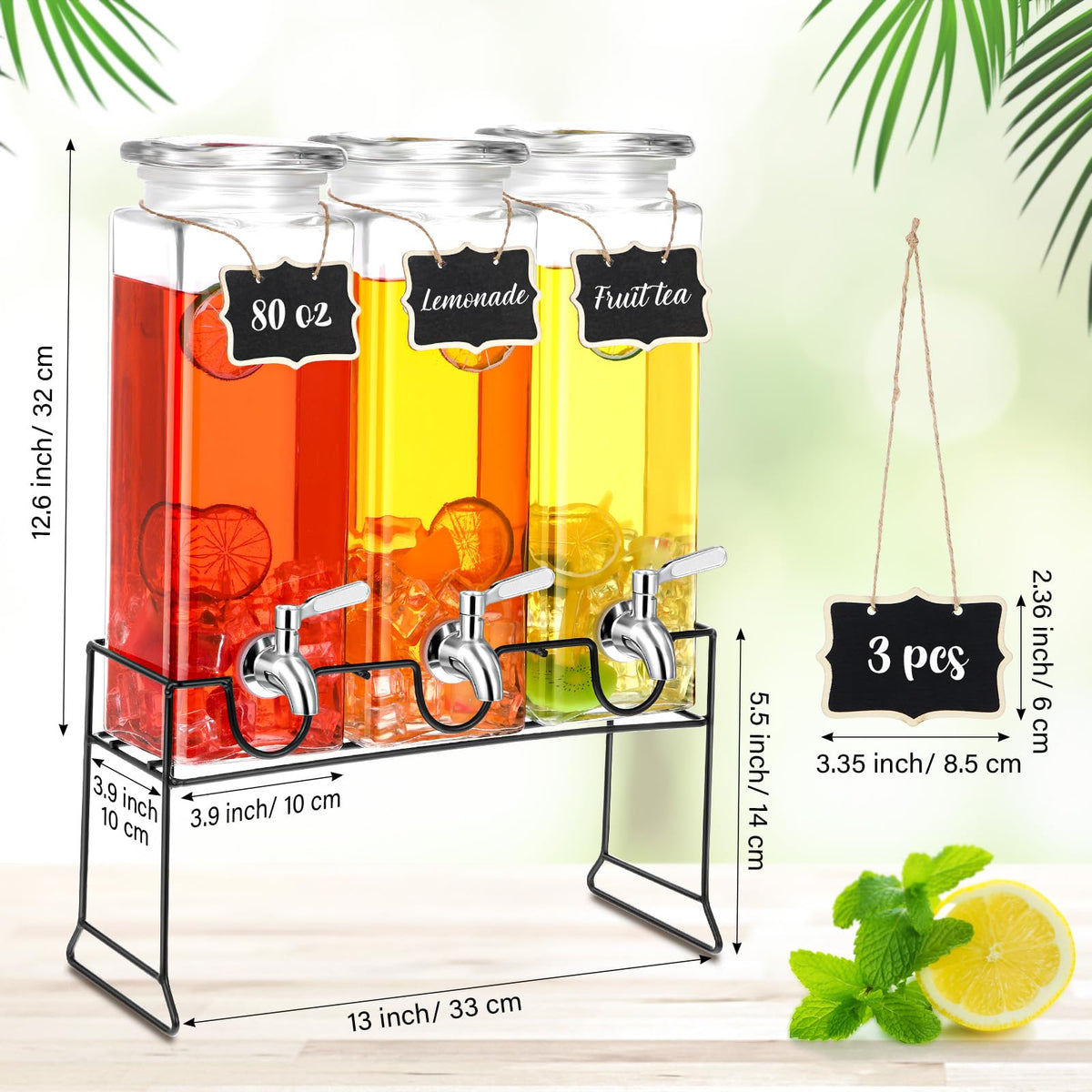 80 oz Glass Drink Dispenser with Stand and Spigot R802