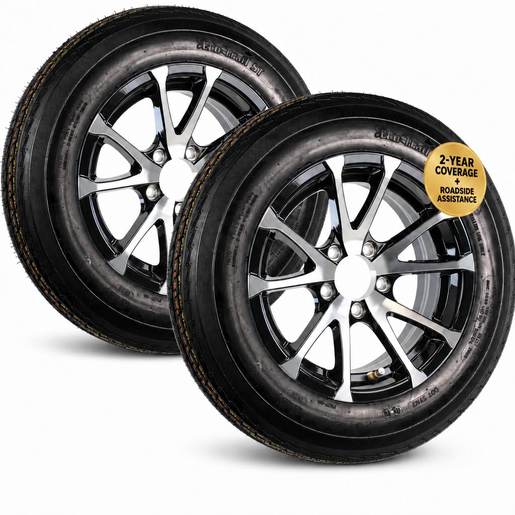 2 Pack Trailer Tire Rim Assembly Black I978811