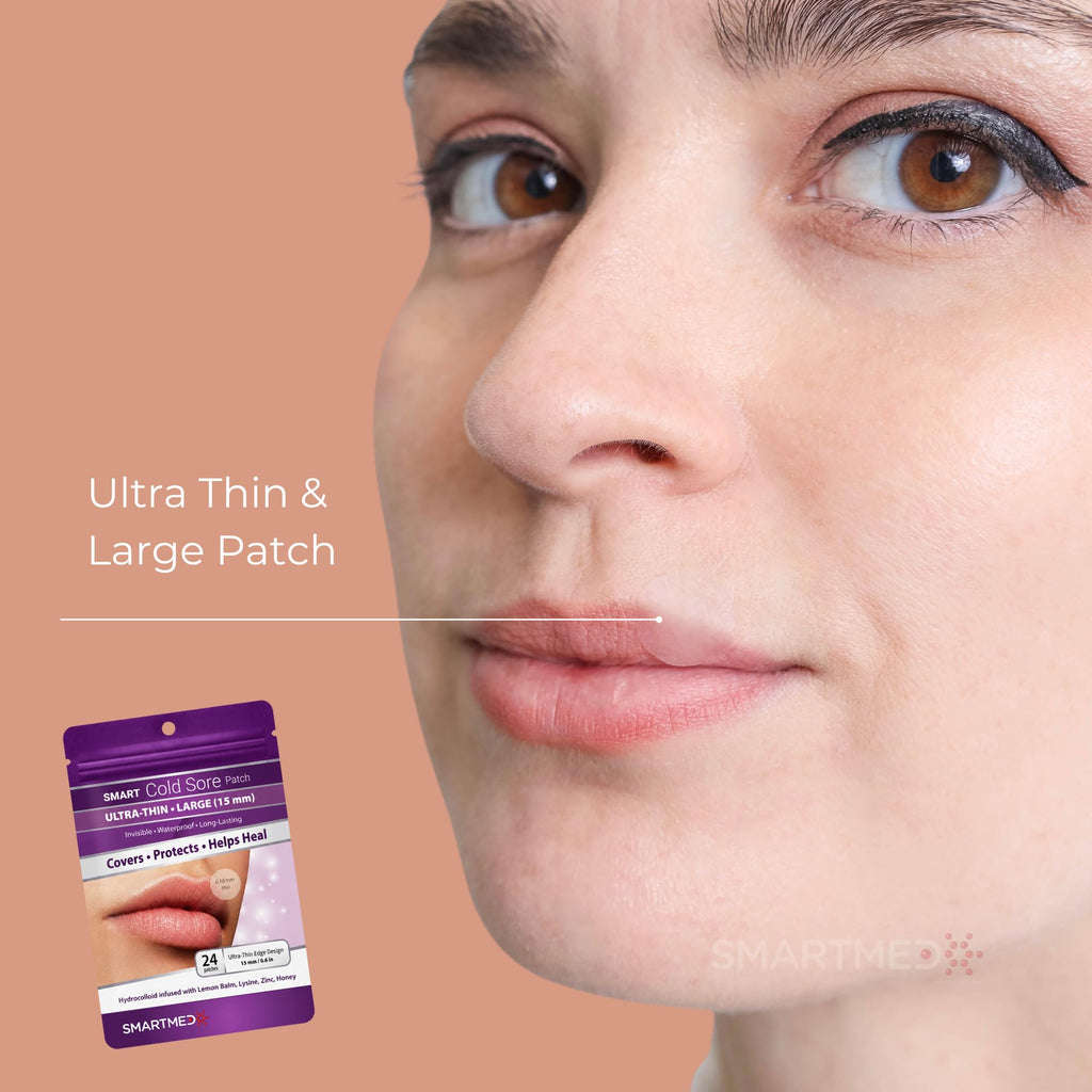 15 mm Hydrocolloid Cold Sore Patches with Lysine, Honey, Zinc & Lemon Balm, 24 Count J3434